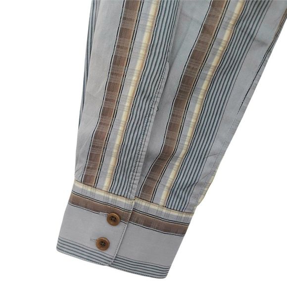 Tommy Bahama Island Soft Shirt Mens Medium Gray Button Up Striped 100% Cotton - Picture 6 of 9